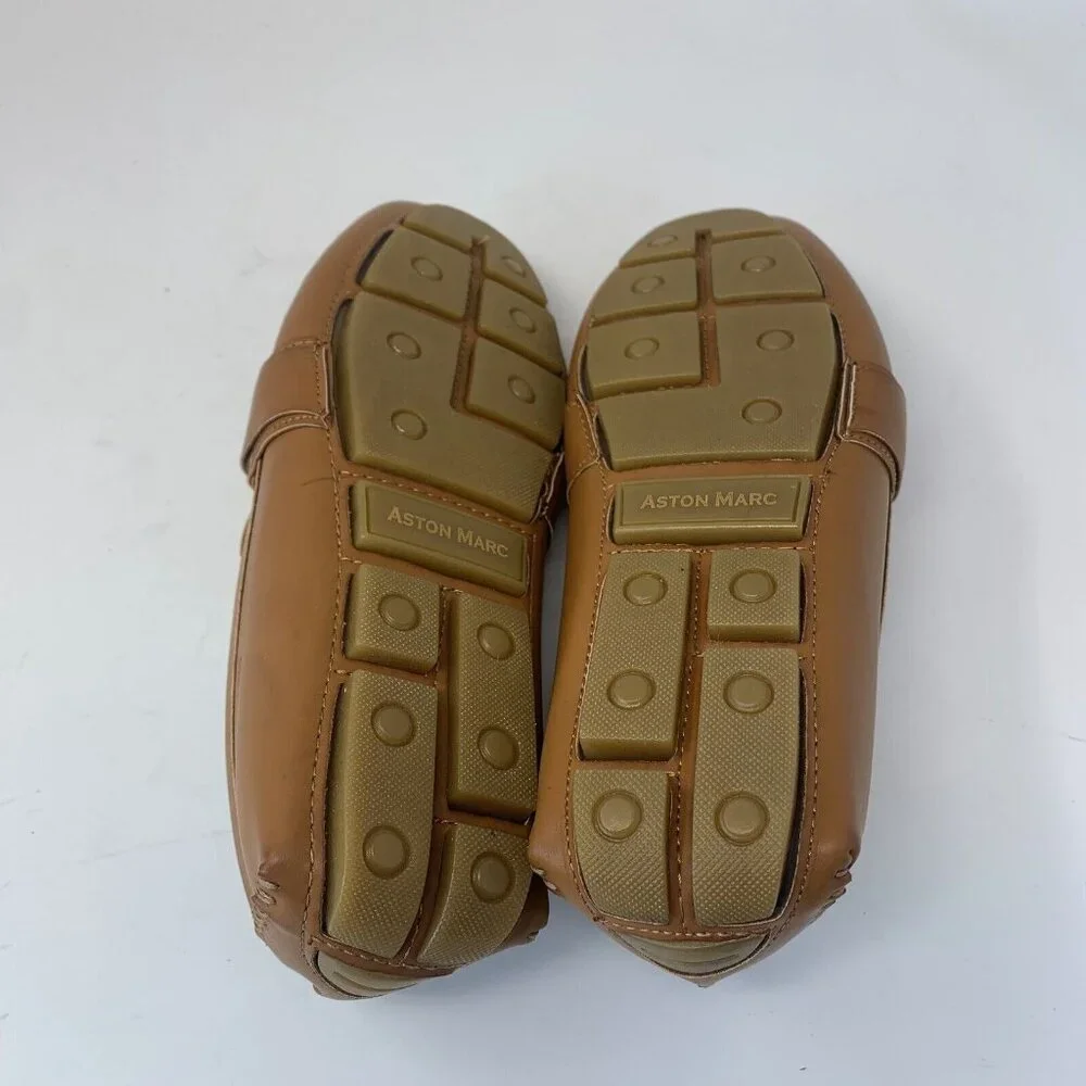 Aston Marc Charter Loafers Men's 9M Tan‎ Side Buckle Casual Slip-on Shoes S0694